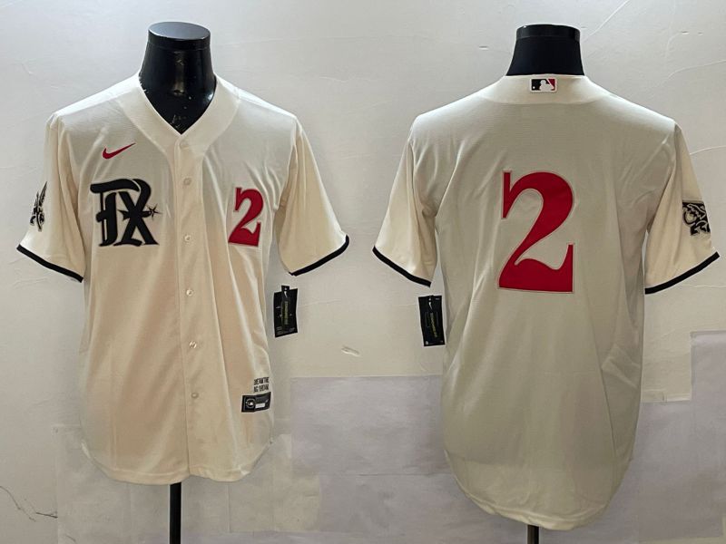 Men Texas Rangers #2 No Name Cream City Edition Game Nike 2025 MLB Jersey style 1->texas rangers->MLB Jersey